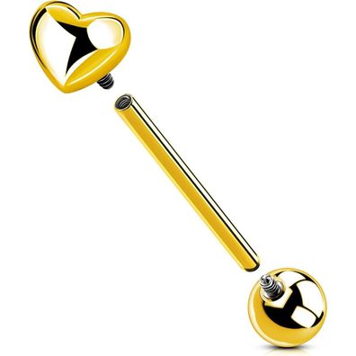Titan Bauchnabelpiercing 14G Herz CZ Navel Bars 16mm Belly Button Ring