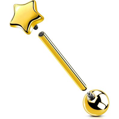 Titan Herz Bauchnabelpiercing 14G CZ Navel Bars 16mm Belly Button Ring