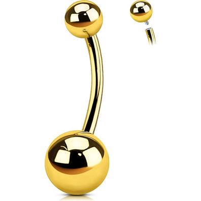 Titan 14G Gold Internally Threaded Navel Piercing Jewelry