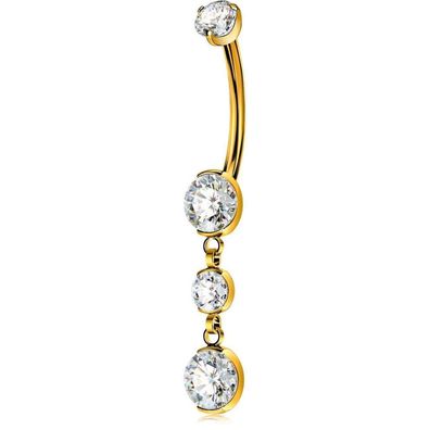 Internally Titanium Belly Bars 10/12/14/16mm Gold Dangle Navel Piercing CZ Juwel