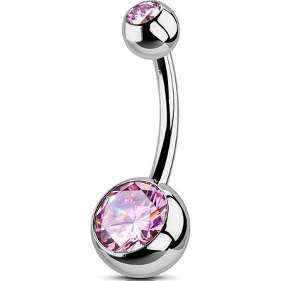 Bauchnabelpiercing Titan CZ Navel Bars 14G Innengewinde