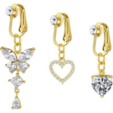 MODRSA Fake Bauchnabelpiercing Chirurgenstahl Clip On Schmetterling Herz Mond