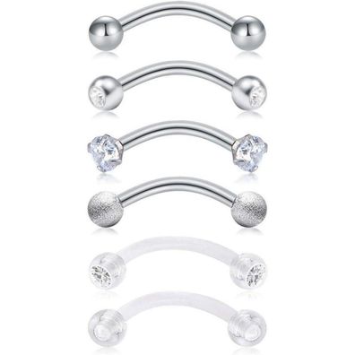 MODRSA 16G Chirurgenstahl Curved Barbell Lippen Augenbrauen Helix Piercing 6mm