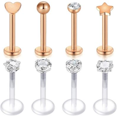 MODRSA 16G Acryl Chirurgenstahl Lippenpiercing Stud Labret Tragus Helix Piercing