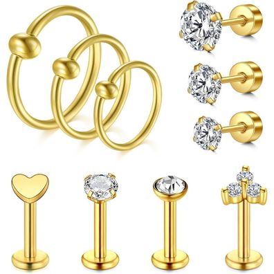 MODRSA 16G Acryl Chirurgenstahl Lippen Tragus Helix Ohrpiercing Set
