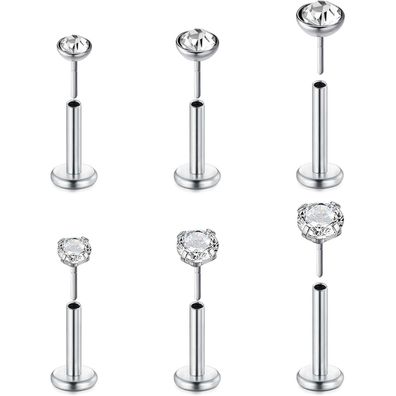 Acryl Lippen Tragus Helix Ohrstecker 16G Stud Piercing Set 7 Stück MODRSA