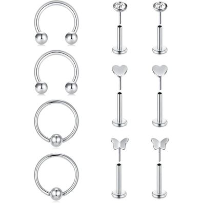 MODRSA 16G Acryl Chirurgenstahl Lippen Tragus Helix Piercing 10 Stück Ohrstecker