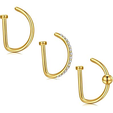 MODRSA Fake Nasenring Set 20G Nippel Piercing Hoop Ring für Herren Damen
