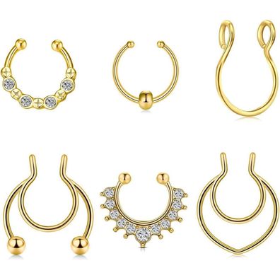 MODRSA Fake Septum Nasenring Nippel Ring Set Edelstahl Hoop Piercing 20G