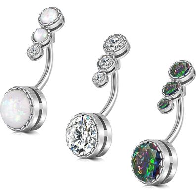 MODRSA 14G Bauchnabelpiercing Chirurgenstahl CZ Kristall Perle Bananabell 10MM