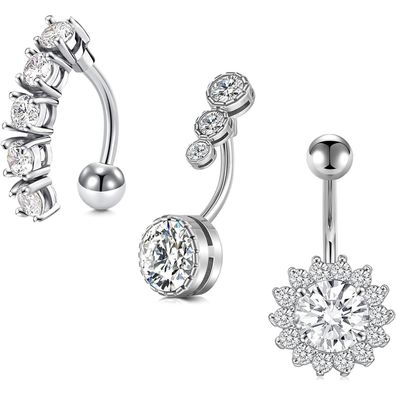 MODRSA 14G Bauchnabelpiercing Chirurgenstahl Zirkonia Perle Bananabells 10MM