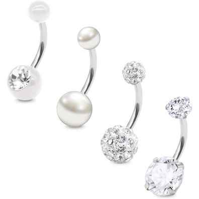 MODRSA 14 Gauge Bauchnabelpiercing Chirurgenstahl Kristall Zirkonia 4er Set