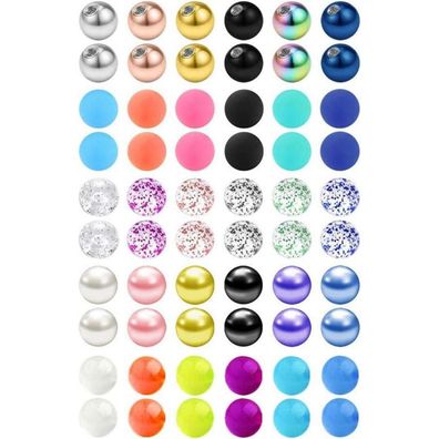 MODRSA 14G 60 Mixed Colours Ball Steel Acrylic Bar Industrial/Nipple/Tongue