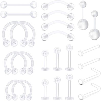 Piercing Retainer Set Klar Flexibel 16G 18G Cartilage Helix Tragus Rook Bioflex