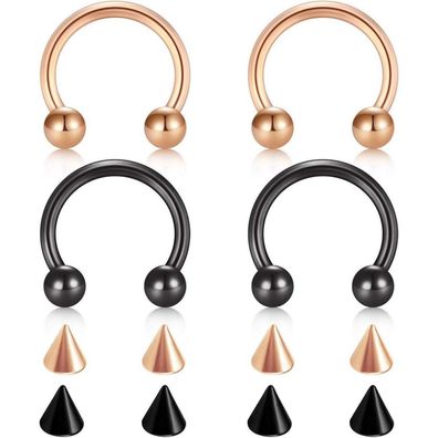 Chirurgenstahl Nasen Septum Hufeisen Piercing 10mm Schwarz Rosegold