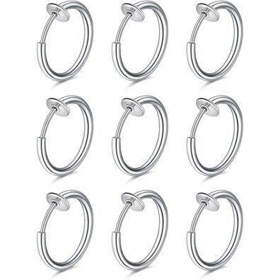 Fake Nasenpiercing Septum Clip Hoop Faux Schmuck 9 Stück Silber Hufeisen