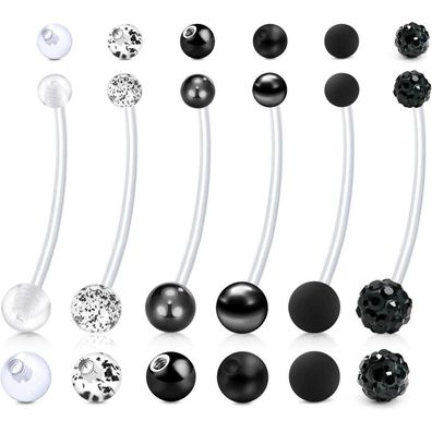 Schwangerschaft Bauchnabelpiercing 6er Set Bioplast 14G Piercing für Frauen