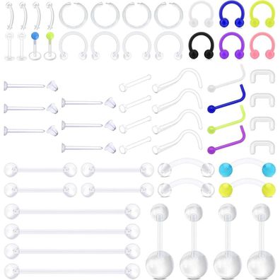 D. Bella Klar Lippen Ohr Nase Septum Piercing Halter Retainers 60 Stück Kit