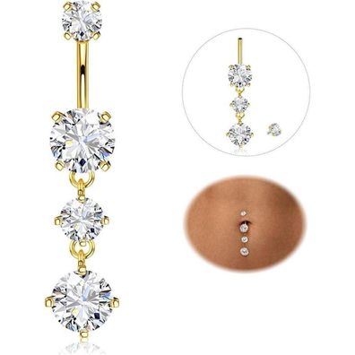 14G Bauchnabelpiercing Titan Silber Gold CZ Bauchnabel Ring Piercing