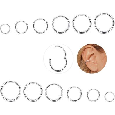 Nasenpiercing Set 316L Edelstahl Helix Septum Tragus Ohr Piercings 16G 6-16mm