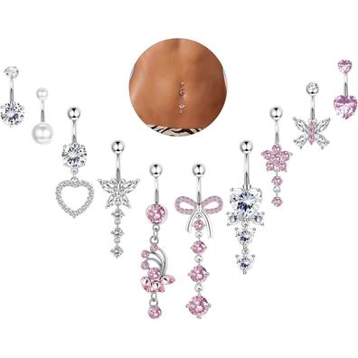 YADOCA 10Pcs 14G Bauchnabelpiercing Chirurgenstahl CZ Schmetterling Schlange