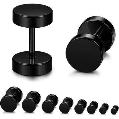 YADOCA 8 Paar Schwarze Ohrstecker Edelstahl Herren Fake Plug Tunnel Piercing