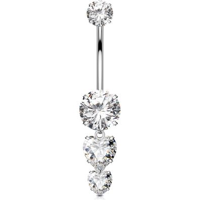 14G Titan G23 Bauchnabelpiercing Herz CZ 8/10/12/14/16mm Belly Piercing