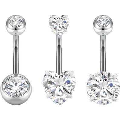 3 x Bauchnabelpiercing 14G Edelstahl Damen Herren Schmuck