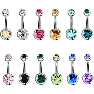 Bauchnabelpiercing 14G Edelstahl Damen Herren Schmuck Diamond Pearl Set