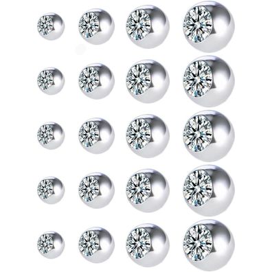 20stk Silber Piercing Kugeln Schraubkugel 1,2mm 1,6mm 3/4/5/6mm Piercing Nase