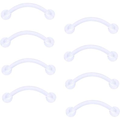 8stk Plastic Curved Barbell Lip Helix Rook Piercing Jewelry Kit