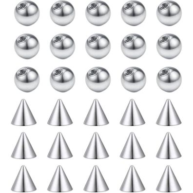 30 Silber Piercing Kugeln 3mm Chirurgenstahl Schraubkugel 1,2mm Helix Nase Lippe
