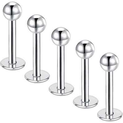 5stk Lippenpiercing Labret Set 10mm Chirurgenstahl Helix Monroe Medusa 16G