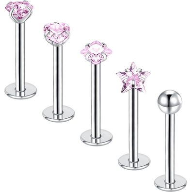5stk Lippenpiercing Labret Stecker 10mm Chirurgenstahl Piercing Silber Gold