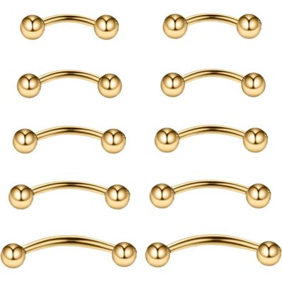 10stk Curved Barbell Augenbrauen Lippenpiercing 6/8/10mm Edelstahl Piercing