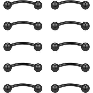 10stk Curved Barbell Augenbrauen Lippen Nasenpiercing Edelstahl 6mm 8mm 10mm