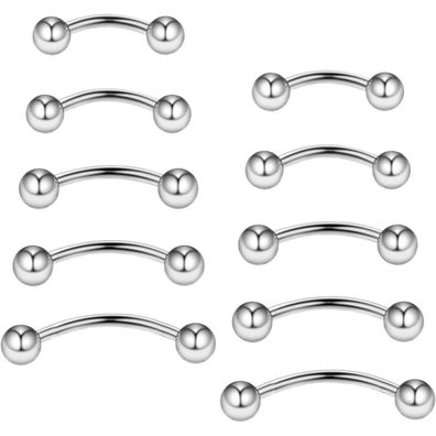 10stk Curved Barbell Augenbrauen Lippen Piercing Edelstahl 6mm 8mm 10mm Nase