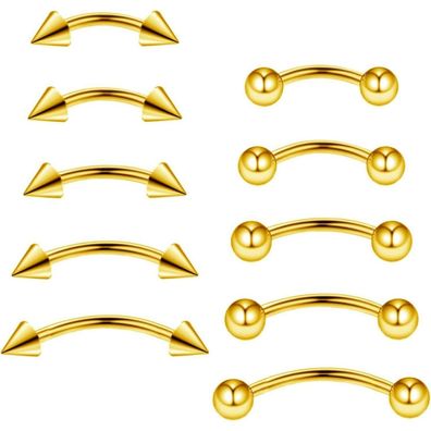 10stk Curved Barbell Piercing Augenbrauen Lippen Nase Helix Rook 6mm 8mm 10mm