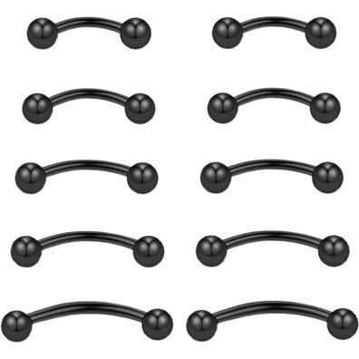 10stk Curved Barbell Piercing Set 6mm 8mm 10mm Edelstahl Nase Lippe Augenbrauen
