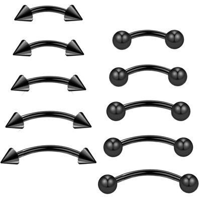 10stk Curved Barbell Piercing Augenbrauen Lippen Nase 6mm 8mm 10mm Edelstahl