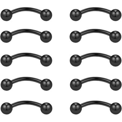 10stk Curved Barbell Piercing Edelstahl 3mm Augenbrauen Lippen Nase Helix Rook