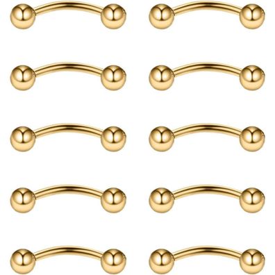 10stk Curved Barbell Piercing Edelstahl Nase Lippe Augenbrauen Helix Rook 6mm