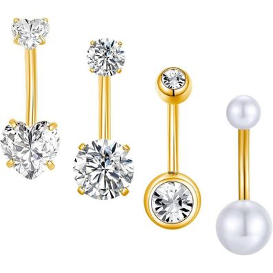 4stk Gojewen Bauchnabelpiercing Set 6mm-14mm Chirurgenstahl Schmuck