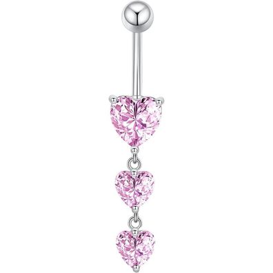 10mm Silber Bauchnabelpiercing Herz Anhänger Cubic Zirkonia Piercing Damen