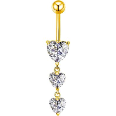 Gojewen 10mm Silber Bauchnabelpiercing Herz Anhänger Chirurgenstahl Piercing