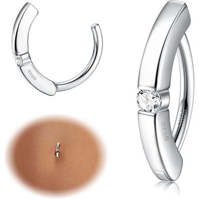 Bauchnabelpiercing 925 Silber CZ Reverse Creolen Piercing Schmuck
