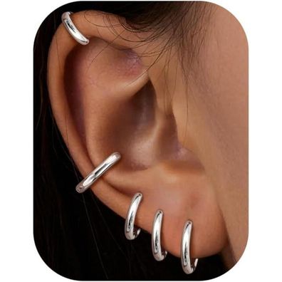 Schwarze Creolen Ohrringe Chirurgenstahl Set Piercing 6/7/8/9/10MM
