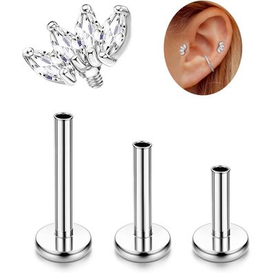 G23 Titan Helix Tragus Labret Lippenpiercing Set Gold Silber