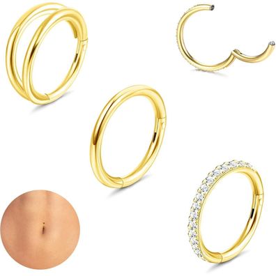 3STK Bauchnabelpiercing Set Chirurgenstahl Zirkonia Damen Körper Schmuck