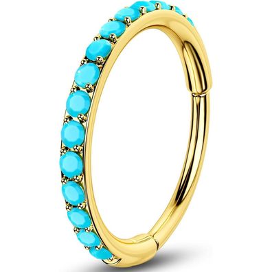 20G Gold Nasenring mit natürlichem Türkis, 316L Chirurgenstahl, 7 mm Hoop